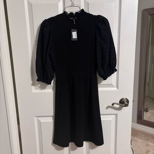 MAJE eyelet and knit mini dress